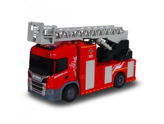 Macheta Camion Pompieri Big Truck–Scania, TechnoDrive, cu sunete, lumini si functie apa, 38 cm