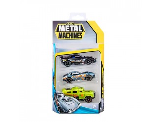 Set 3 masinute din metal(Gri, Negru, Verde), Metal Machines S2, Zuru