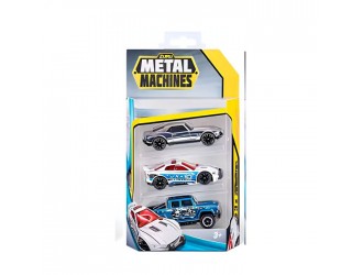 Set 3 masinute din metal(Alb, Gri, Albastru), Metal Machines S2, Zuru
