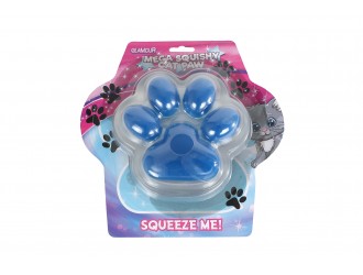 Jucarie antistres Glamour Squishy Labuta de Pisica Giganta, 17 cm, 500 g, Albastru Transparent