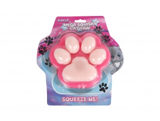 Jucarie antistres Glamour Squishy Labuta de Pisica Giganta, 17 cm, 500 g, Roz Intens cu Roz Pal