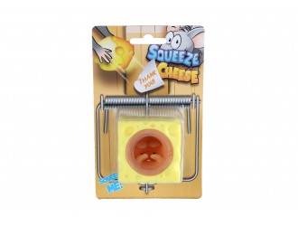 Jucarie antistres Squishy Squeeze Cheese Pop-Up Mouse, Capcana cu Soricel care Iese din Cascaval, 5 cm, Cafeniu