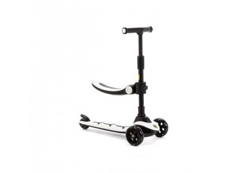 Trotineta copii Lamborghini 2 in 1 Adamex, cu scaun detasabil, 3 roti cu lumini LED, reglabila, ALB
