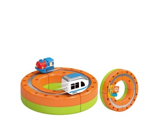 Set Tren cu Traseu Magnetic, Circuit 3D cu Trenulet si Adsorbtie Magnetica, 6 Piese, 3.7V Baterie+USB ZJA396962