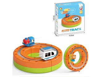 Set Tren cu Traseu Magnetic, Circuit 3D cu Trenulet si Adsorbtie Magnetica, 6 Piese, 3.7V Baterie+USB ZJA396962