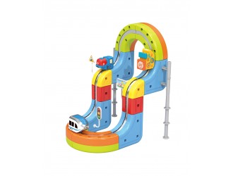 Set Tren cu Traseu Magnetic, Circuit 3D cu Trenulet si Adsorbtie Magnetica, 31 Piese, 3.7V Baterie ZJA400474