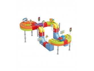 Set Tren cu Traseu Magnetic, Circuit 3D cu Trenulet si Adsorbtie Magnetica, 70 Piese, 3.7V Baterie ZJA400480
