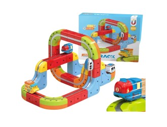 Set Tren cu Traseu Magnetic, Circuit 3D cu Trenulet si Adsorbtie Magnetica, 38 Piese, 3.7V Baterie ZJA400458