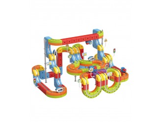 Set Tren cu Traseu Magnetic, Circuit 3D cu Trenulet si Adsorbtie Magnetica, 88 Piese, 3.7V Baterie ZJA400466
