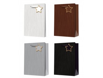Punga pentru cadou hartie Linii sclipici 26x10x32 cm diverse culori, ZJA412581