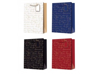 Punga pentru cadou hartie Scris de mana 30x12x41,5 cm diverse culori, ZJA412583