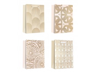 Punga pentru cadou hartie Print auriu 30x12x41,5 cm diverse culori, ZJA412586
