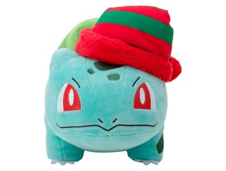 Jucarie de plus Pokemon Jazwares: Christmas Bulbasaur 20 cm