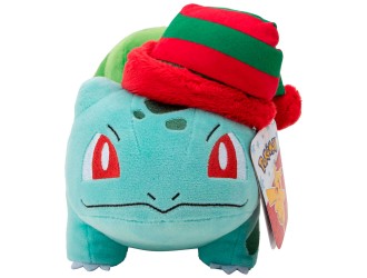 Jucarie de plus Pokemon Jazwares: Christmas Bulbasaur 20 cm
