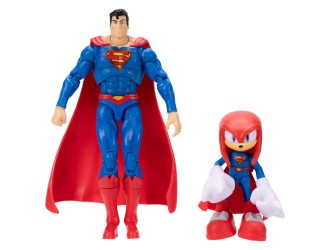 Figurina de colectie Sonic the Hedgehog x DC Comics Superman & Knuckles, 15 cm + 7 cm, Jakks Pacific