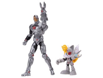 Figurina de colectie Sonic the Hedgehog x DC Comics Cyborg & Tails, 15 cm + 7 cm, Jakks Pacific