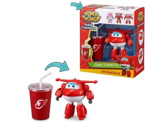 Jucarie Transformabila Super Wings Foodie, Pahar cu Suc 2 in 1, Mini Robot Avion Jett