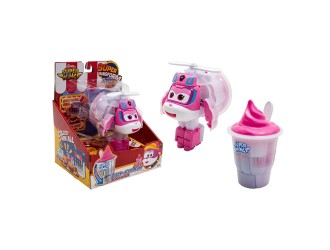 Jucarie Transformabila Super Wings Foodie, Pahar Milkshake 2-in-1, Mini Robot Elicopter Dizzy