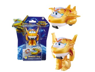 Figurina Transformabila Super Wings Golden Boy, Avion si Robot, 5 cm
