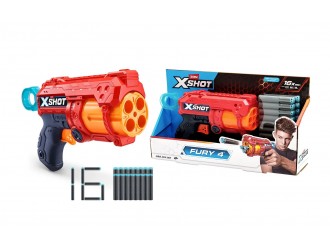 Blaster X-Shot Excel Fury 4 ZURU, 16 Darturi Inclus, Tambur Rotativ, Raza de Actiune 27 m, +8 ani