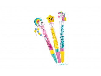 Set Creativ Clementoni Idea Create Your Pens Fantasy, 3 Pixuri Personalizabile cu Accesorii de Decorare, +6 ani