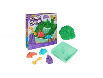 Set Nisip Kinetic Verde Spin Master Kinetic Sand Sandbox, cu Tavita si Forme, +3 ani