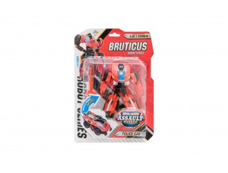 Robot transformabil Bruticus Assault Warrior Police Car Rosu, 2 in 1, Robot si Masina de politie