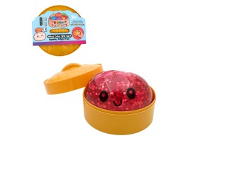 Jucarie Antistres Squishy Smiling Dumpling cu Sclipici, Sparkling Water, Fucsia, 8 cm, 230 gr