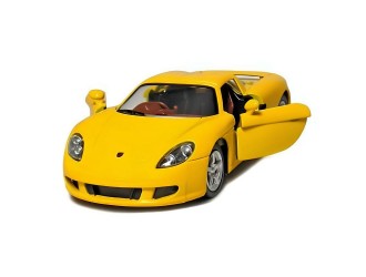 Macheta auto metalica Kinsmart Porsche Carrera GT KT5081W, scara 1:36, cu usi care se deschid, Galben