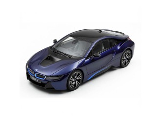 Macheta auto metalica BMW i8 Kinsmart KT5379W, scara 1:38, cu usi care se deschid, Albastru