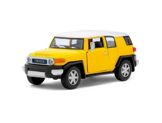 Macheta auto metalica Toyota FJ Cruiser Kinsmart KT5343W, scara 1:36, cu usi care se deschid, Galben