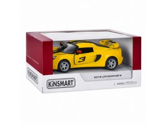 Macheta auto metalica Lotus Exige S Kinsmart KT5361WF, scara 1:32, cu usi care se deschid, Galben