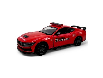 Macheta auto metalica Ford Mustang Fire Rescue Kinsmart KT5455WPR, scara 1:38, cu usi care se deschid, Rosu