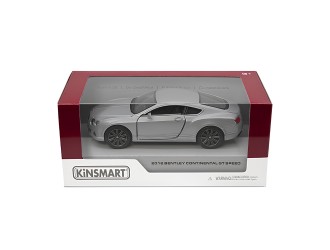 Macheta auto metalica Bentley Continental GT Speed Kinsmart KT5369W 1:38, cu usi care se deschid, Argintiu