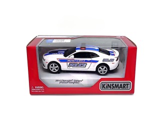 Macheta auto metalica Chevrolet Camaro Police Kinsmart KT5383WPR 1:38, cu usi care se deschid, Alb