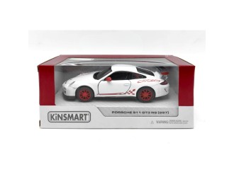 Macheta auto metalica 2010 Porsche 911 GT3 RS Kinsmart KT5352W 1:36, cu usi care se deschid, Alb