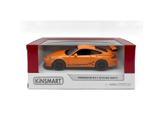 Macheta auto metalica 2010 Porsche 911 GT3 RS Kinsmart KT5352W 1:36, cu usi care se deschid, Portocaliu