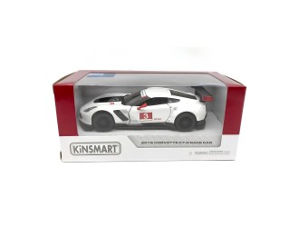 Macheta auto metalica Chevrolet Corvette C7.R 2016 Kinsmart KT5397W 1:36, cu usi care se deschid, Alb