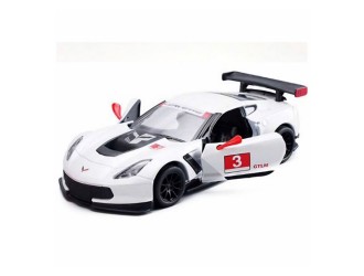 Macheta auto metalica Chevrolet Corvette C7.R 2016 Kinsmart KT5397W 1:36, cu usi care se deschid, Alb