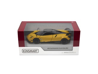 Macheta auto metalica Pagani Huayra BC 2016 Kinsmart KT5400W 1:38, cu usi care se deschid, Galben