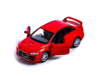 Macheta auto metalica 2008 Mitsubishi Lancer Evolution X Kinsmart KT5329W, scara 1:36, cu usi care se deschid, Rosu