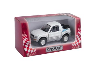 Macheta auto metalica Toyota RAV4 Cabrio Kinsmart KT5011W, scara 1:32, cu usi care se deschid, Alb