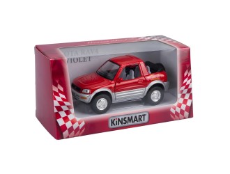 Macheta auto metalica Toyota RAV4 Cabrio Kinsmart KT5011W, scara 1:32, cu usi care se deschid, Rosu