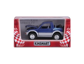 Macheta auto metalica Toyota RAV4 Cabrio Kinsmart KT5011W, scara 1:32, cu usi care se deschid, Albastru