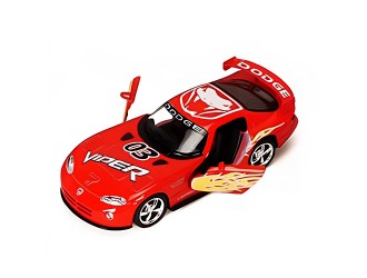 Macheta auto metalica Dodge Viper GTSR Kinsmart KT5039, scara 1:36, cu usi care se deschid, Rosu