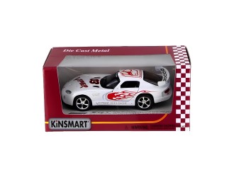 Macheta auto metalica Dodge Viper GTSR Kinsmart KT5039, scara 1:36, cu usi care se deschid, Alb
