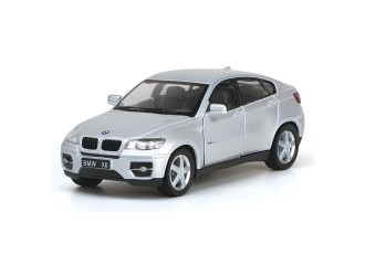 Macheta auto metalica BMW X6 Kinsmart KT5336W, scara 1:38, cu usi care se deschid, Gri