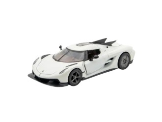 Macheta auto metalica Koenigsegg Jesko Absolut Kinsmart KT5473W, scara 1:36, cu usi care se deschid, Alb