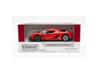 Macheta auto metalica Koenigsegg Jesko Absolut Kinsmart KT5473W, scara 1:36, cu usi care se deschid, Rosu