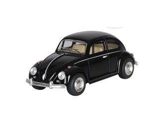 Macheta auto metalica 1967 Volkswagen Classical Beetle Kinsmart KT5057W, scara 1:32, cu usi care se deschid, Negru